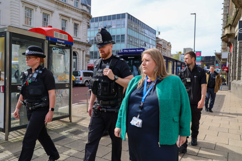 PCC Donna Jones patrolling with police officers in Portsmouth